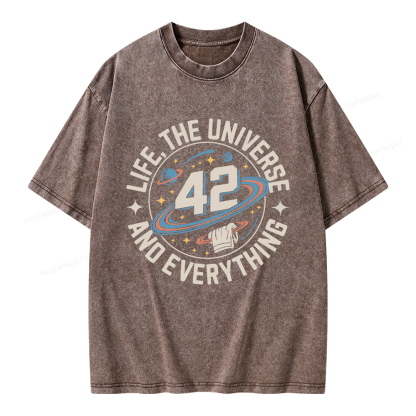 Pagewings Life The Universe And Everything Unisex Washed T-shirt