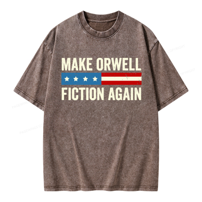Pagewings Make Orwell Fiction Again Unisex Washed T-shirt