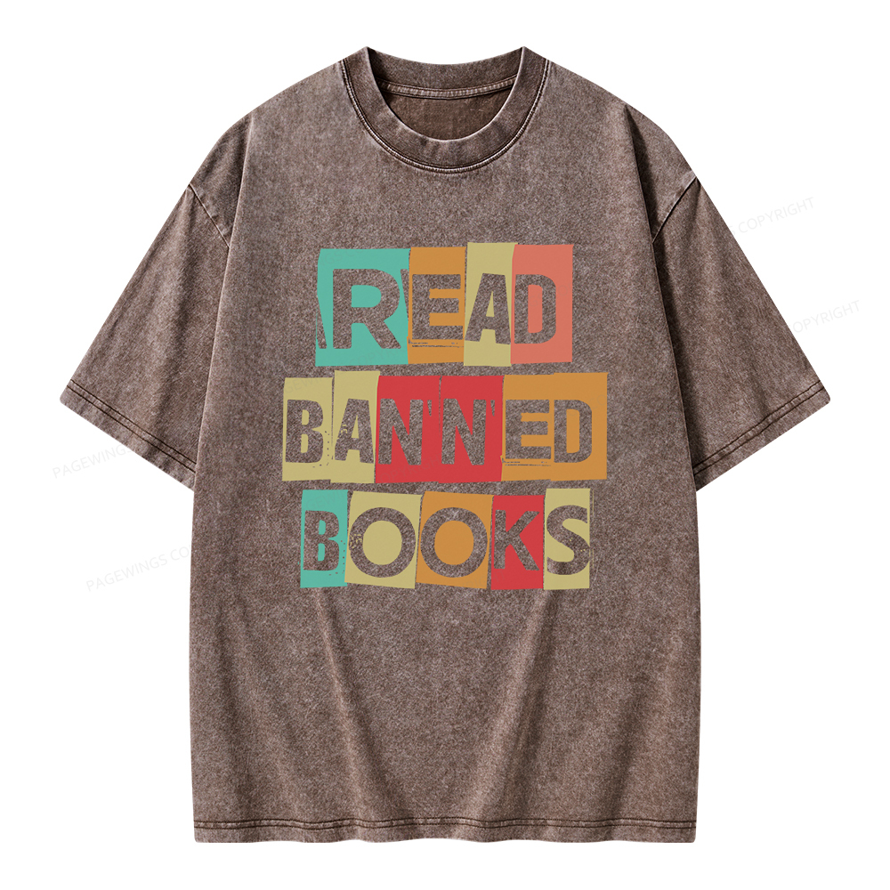 Pagewings Read Banned Books Shirt Unisex Washed T-shirt