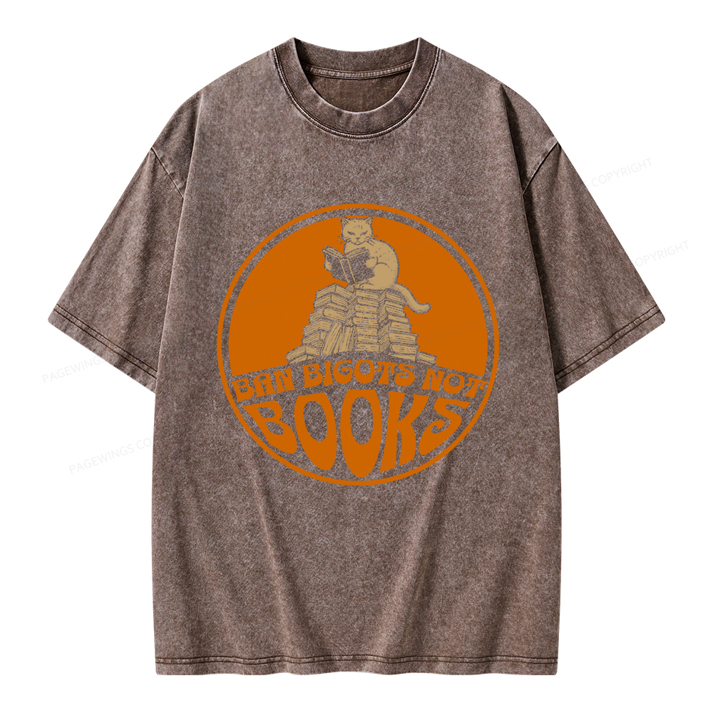 Pagewings Ban Bigots Not Books Unisex Washed T-shirt