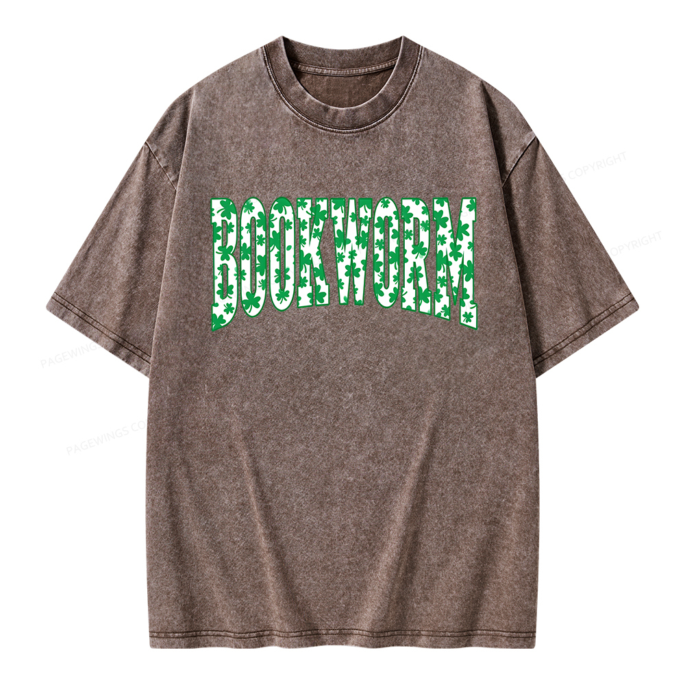 Pagewings St. Patricks Day Bookworm Unisex Washed T-shirt