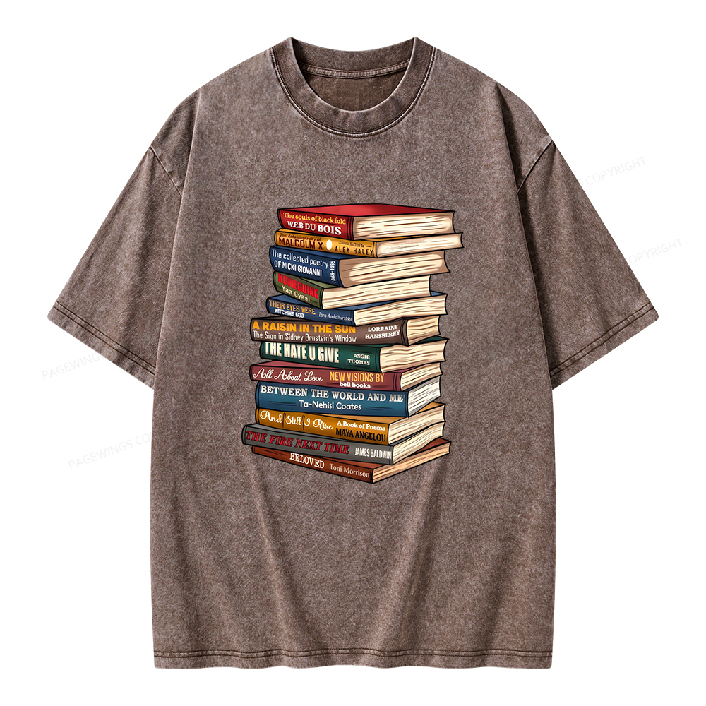 Pagewings Black History Month Books Unisex Washed T-shirt