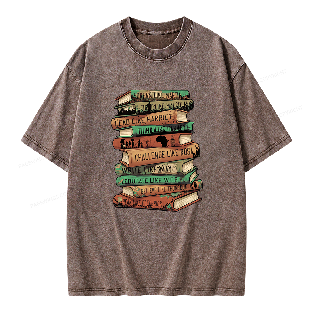 Pagewings Black History Month Books Unisex Washed T-shirt