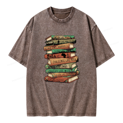 Pagewings Black History Month Books Unisex Washed T-shirt