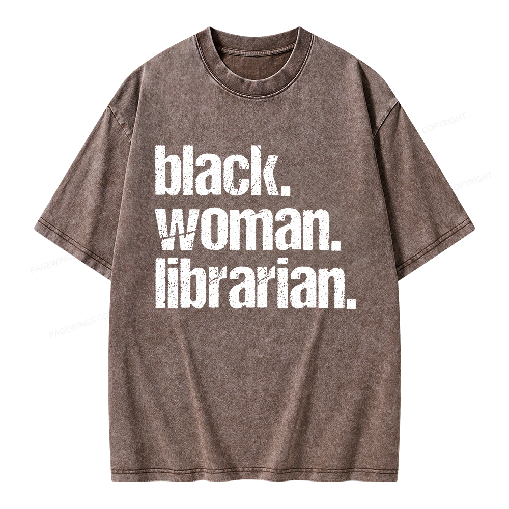 Pagewings Black Woman Librarian Unisex Washed T-shirt