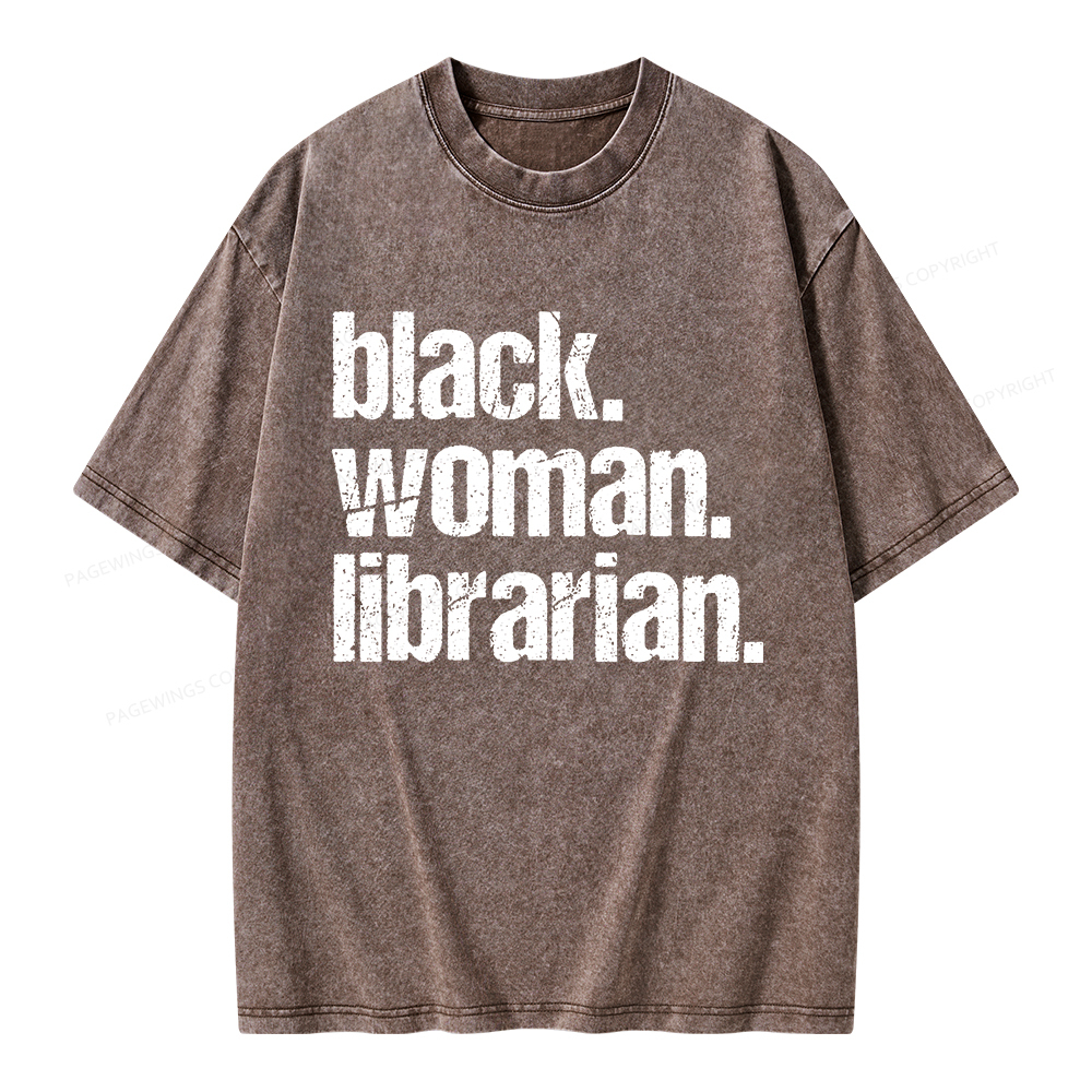 Pagewings Black Woman Librarian Unisex Washed T-shirt