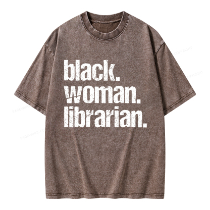 Pagewings Black Woman Librarian Unisex Washed T-shirt