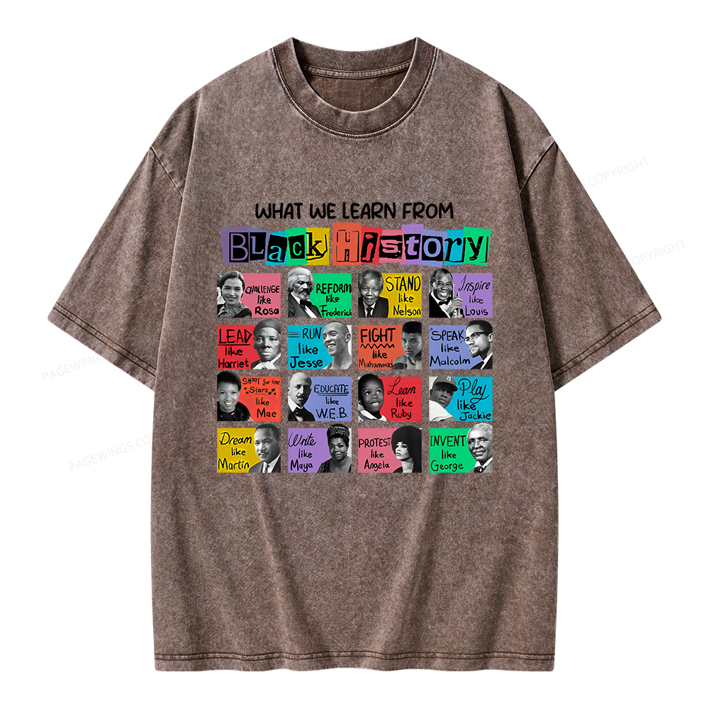 Pagewings What We Learn From Black History Unisex Washed T-shirt