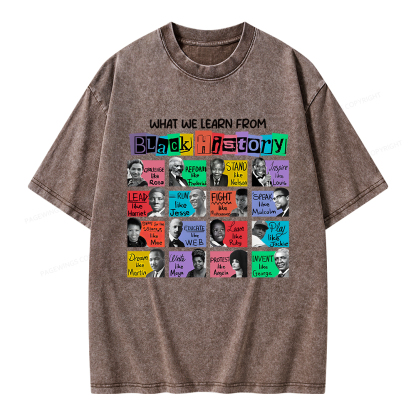 Pagewings What We Learn From Black History Unisex Washed T-shirt