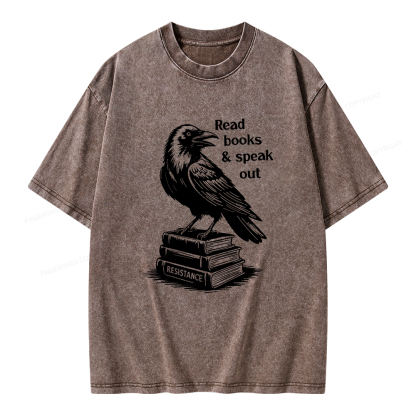 Pagewings Read Books Speak Out Unisex Washed T-shirt
