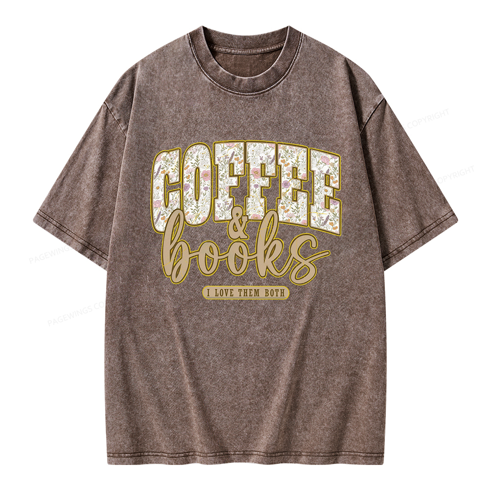 Pagewings Coffee and Books Unisex Washed T-shirt