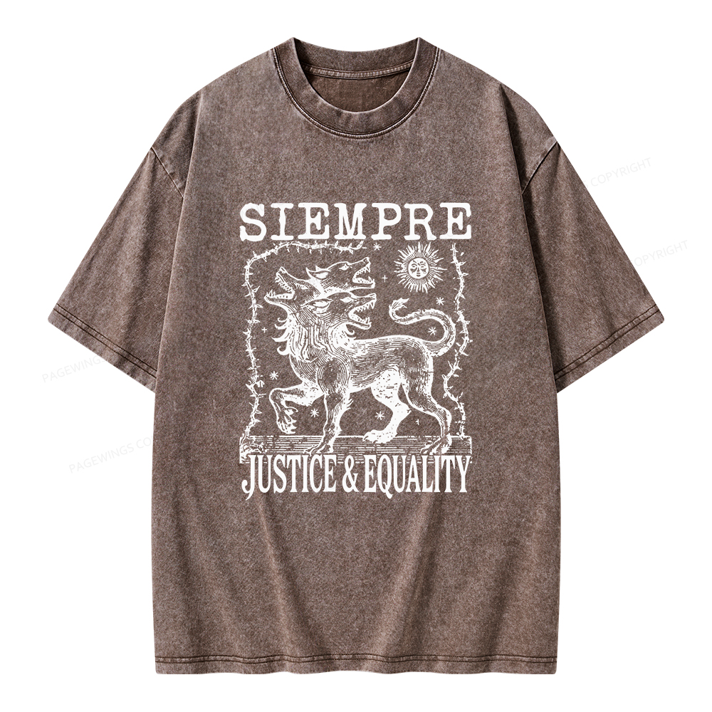 Pagewings Siempre Justice Equality Unisex Washed T-shirt