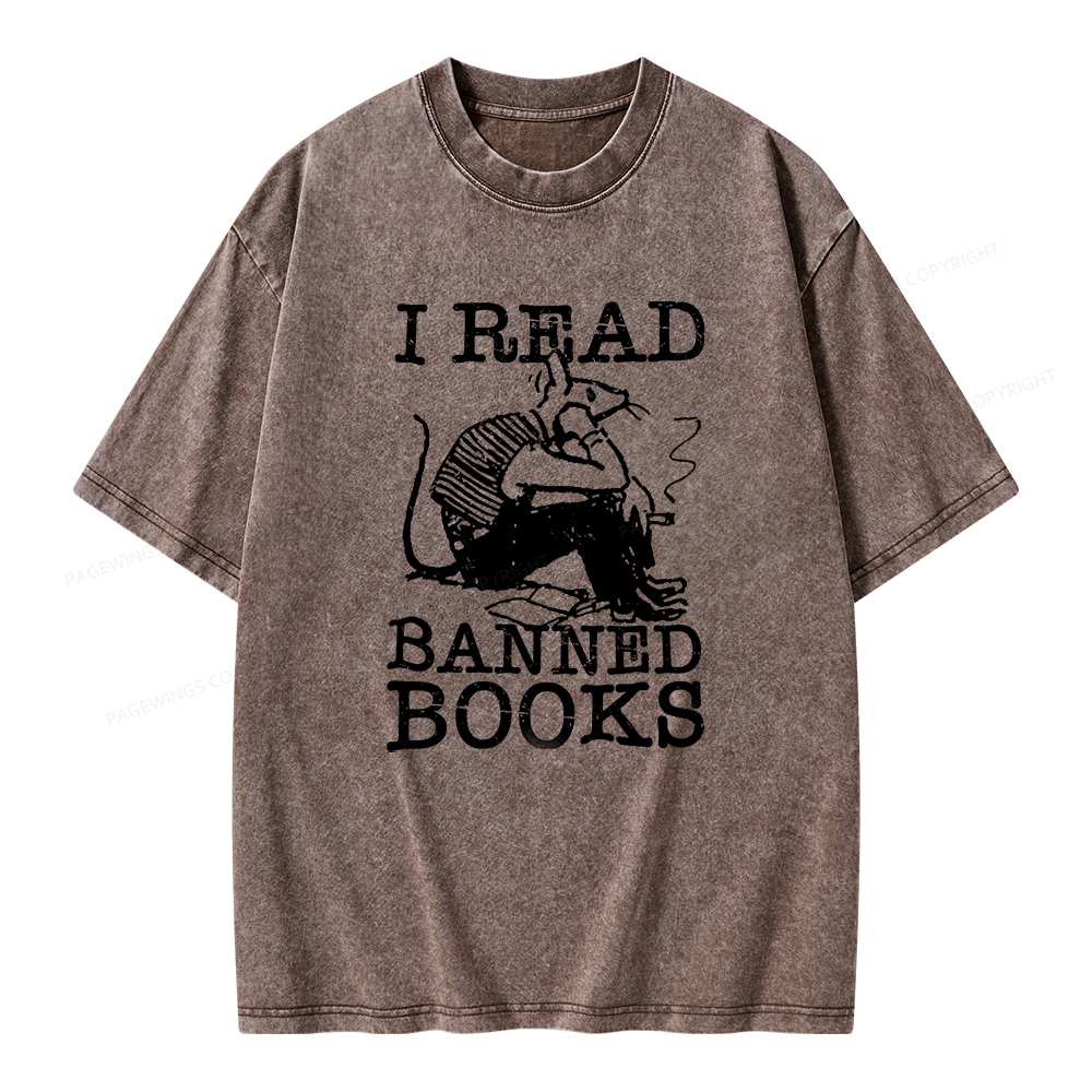 Pagewings I Read Banned Books T Shirt Unisex Washed T-shirt