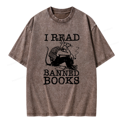 Pagewings I Read Banned Books T Shirt Unisex Washed T-shirt