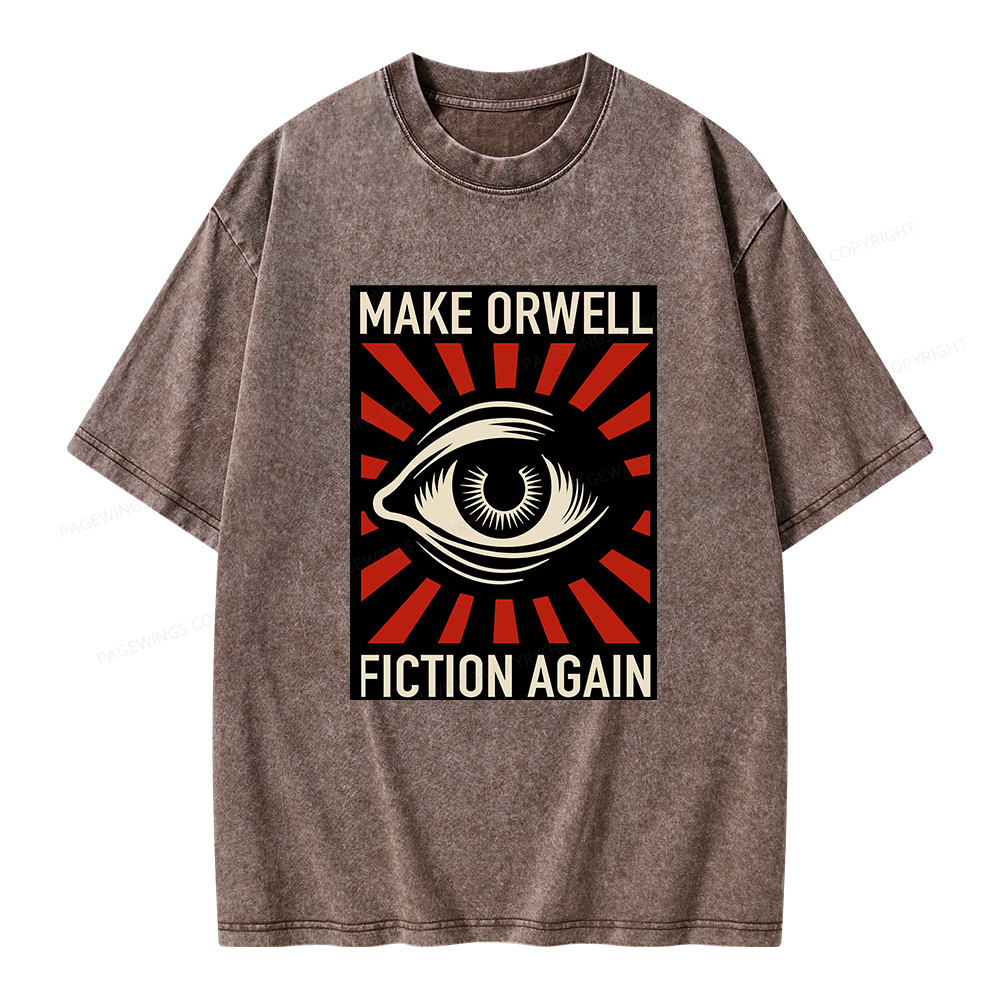 Pagewings Make Orwell Fiction Again Unisex Washed T-shirt