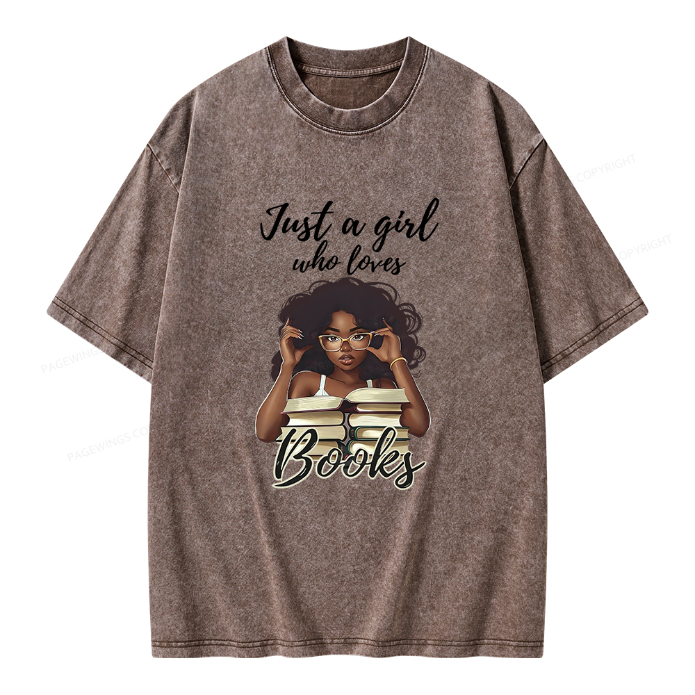 Pagewings Black Girl Reading Unisex Washed T-shirt