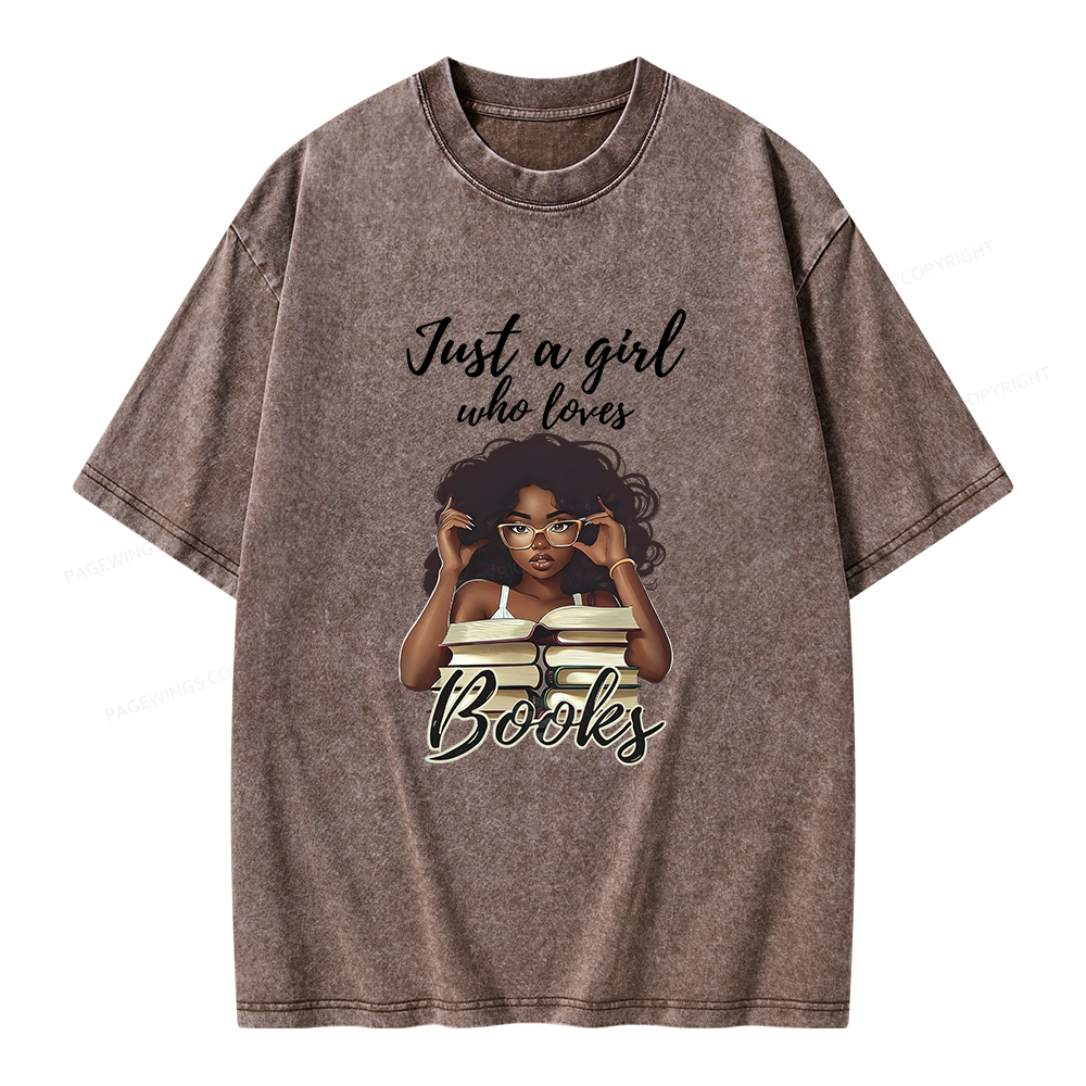 Pagewings Black Girl Reading Unisex Washed T-shirt