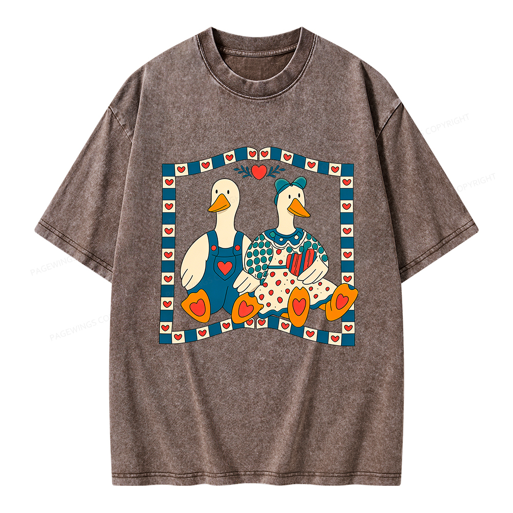 Pagewings Vintage Bookish Goose Unisex Washed T-shirt