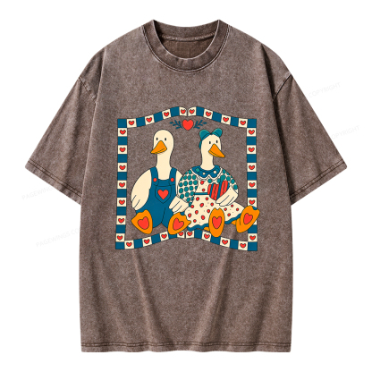 Pagewings Vintage Bookish Goose Unisex Washed T-shirt