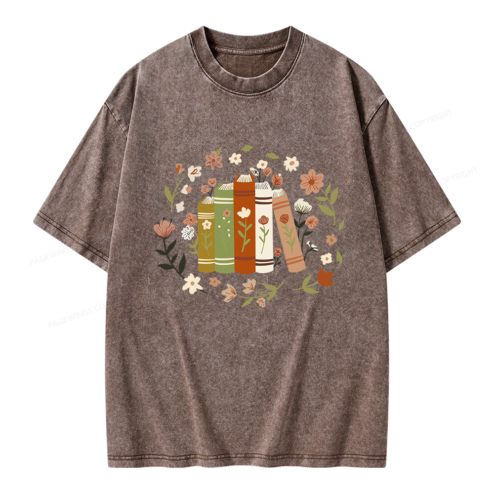Pagewings Floral Book Unisex Washed T-shirt