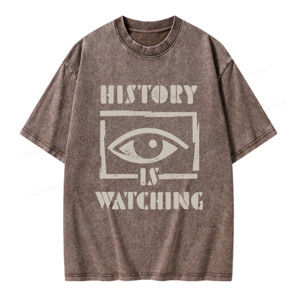 Pagewings History Is Watching Unisex Washed T-shirt