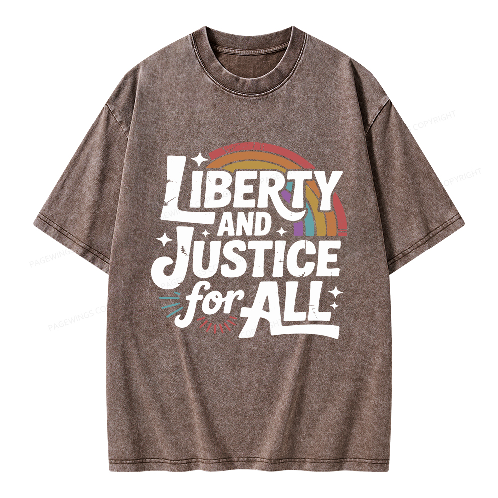 Pagewings Liberty And Justice For All Unisex Washed T-shirt