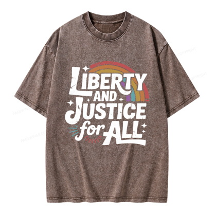 Pagewings Liberty And Justice For All Unisex Washed T-shirt