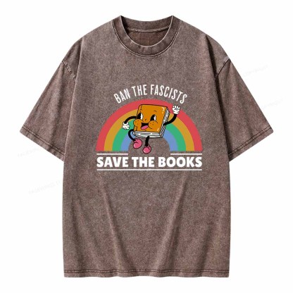 Pagewings Ban The Fascists Save The Books Shirt Unisex Washed T-shirt