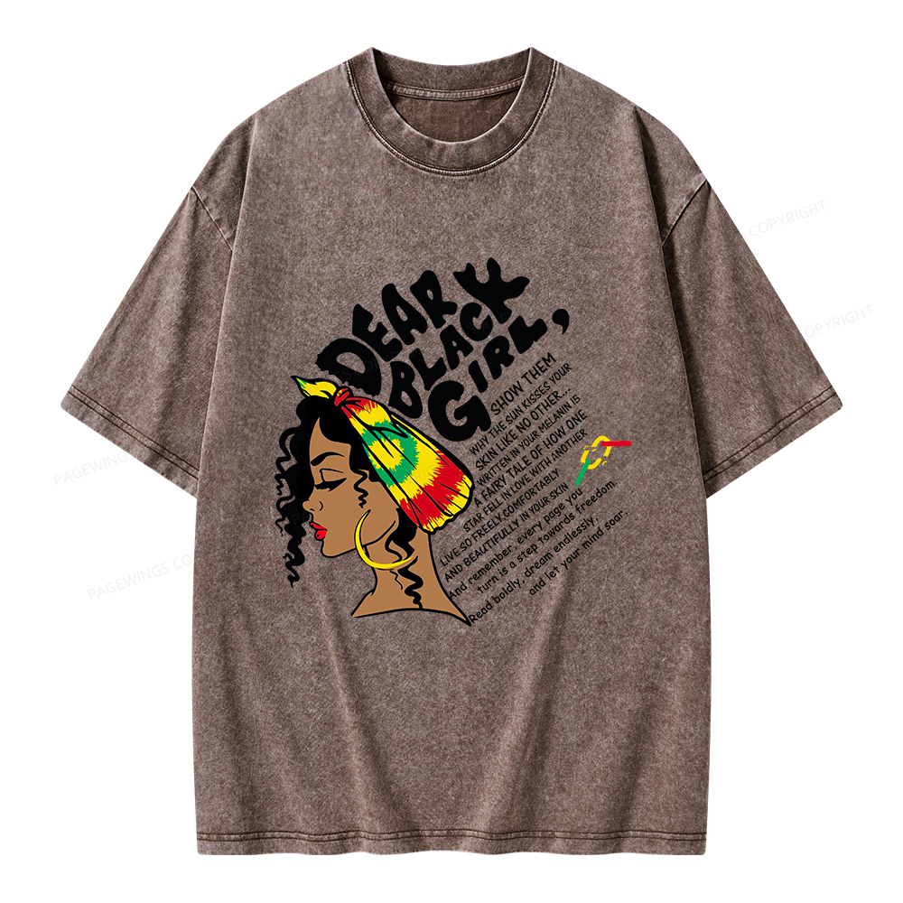Pagewings Dear Black Girl Unisex Washed T-shirt