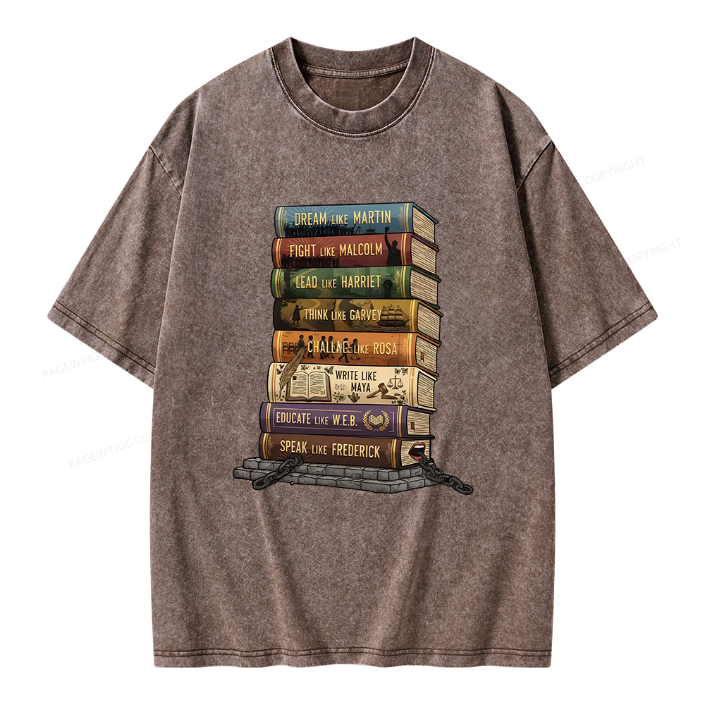 Pagewings Black History Books Unisex Washed T-shirt