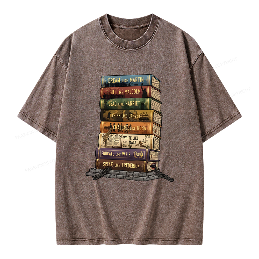 Pagewings Black History Books Unisex Washed T-shirt