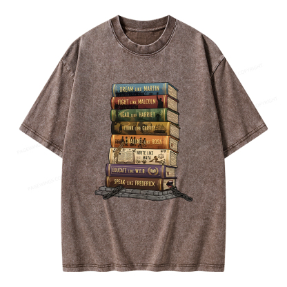Pagewings Black History Books Unisex Washed T-shirt