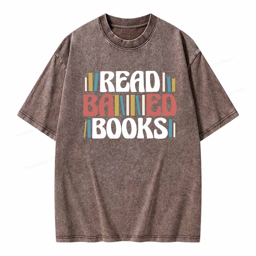 Pagewings Read Banned Books Unisex Washed T-shirt