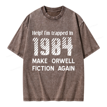 Pagewings Make Orwell Fiction Again Unisex Washed T-shirt