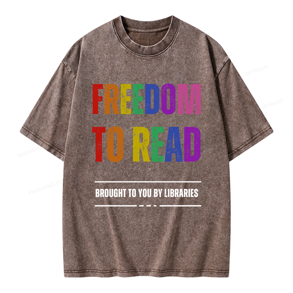 Pagewings Freedom to Read Unisex Washed T-shirt