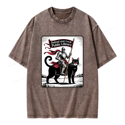 Pagewings Defend Your Local Public Library  Unisex Washed T-shirt