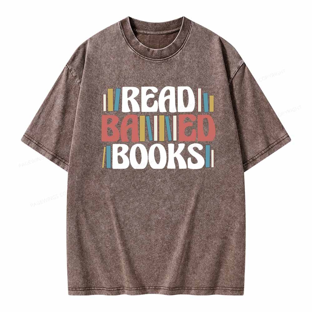 Pagewings Read Banned Books Unisex Washed T-shirt