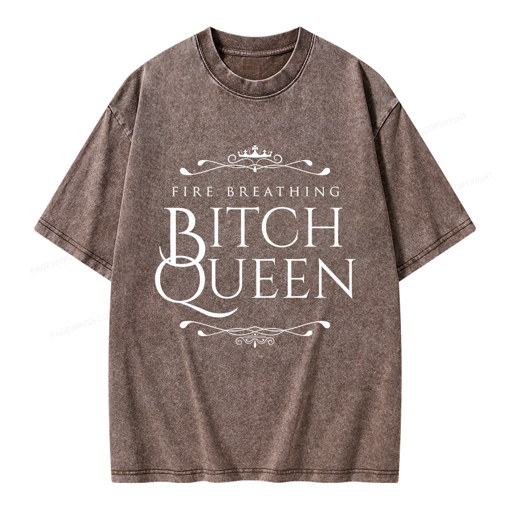 Pagewings Fire Breathing Bitch Queen Unisex Washed T-shirt
