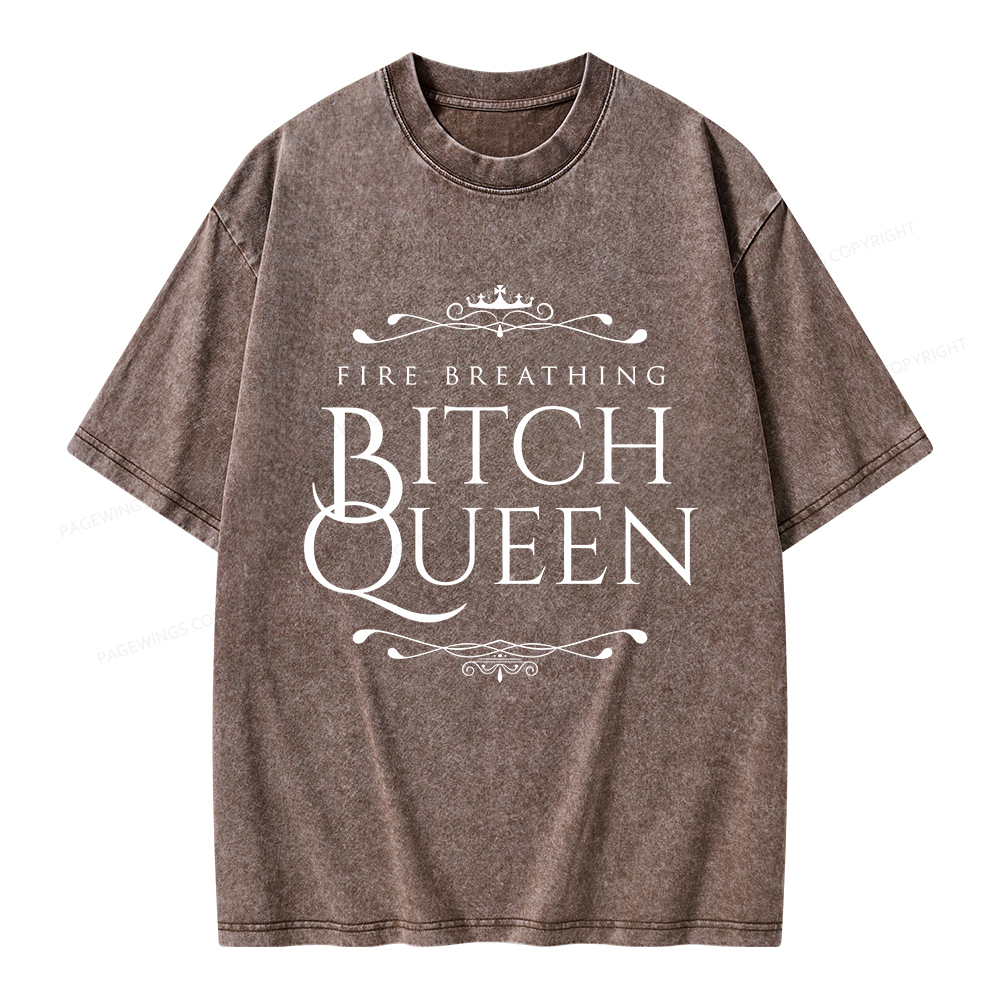 Pagewings Fire Breathing Bitch Queen Unisex Washed T-shirt