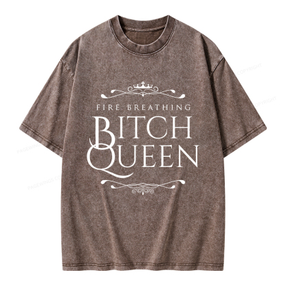 Pagewings Fire Breathing Bitch Queen Unisex Washed T-shirt