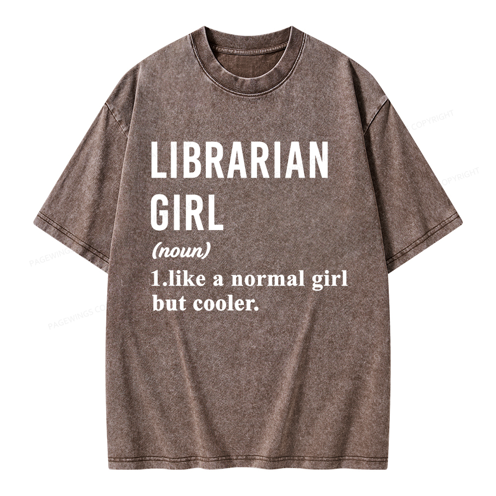 Pagewings Librarian Girl Unisex Washed T-shirt