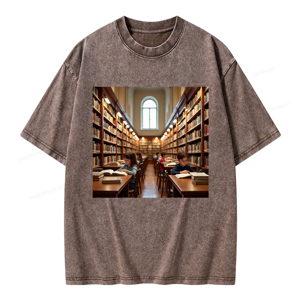 Pagewings Library Unisex Washed T-shirt