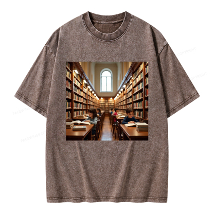 Pagewings Library Unisex Washed T-shirt