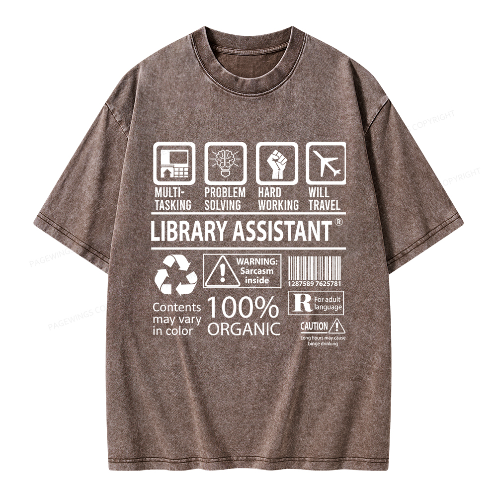 Pagewings Library Assistant Unisex Washed T-shirt