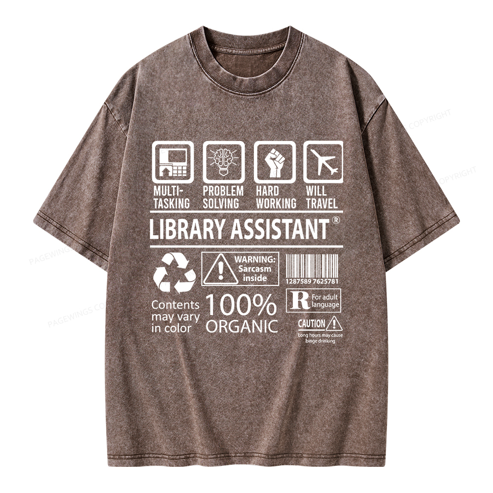Pagewings Library Assistant Unisex Washed T-shirt