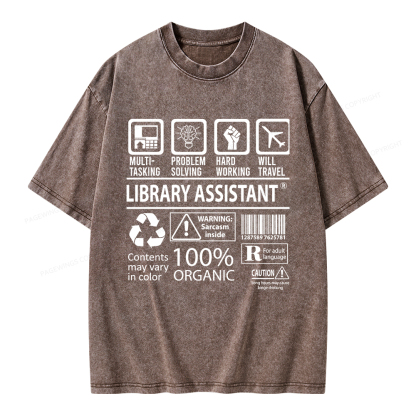 Pagewings Library Assistant Unisex Washed T-shirt