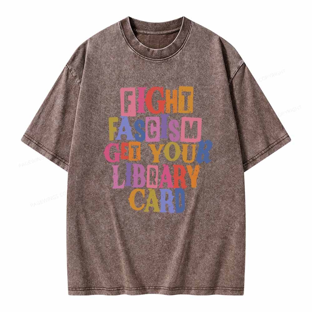Pagewings Get Your Library Card Unisex Washed T-shirt