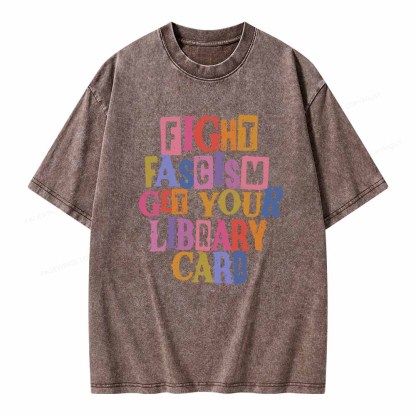 Pagewings Get Your Library Card Unisex Washed T-shirt