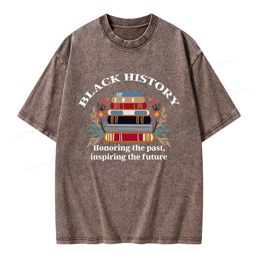 Pagewings Black History Honoring The Past Unisex Washed T-shirt