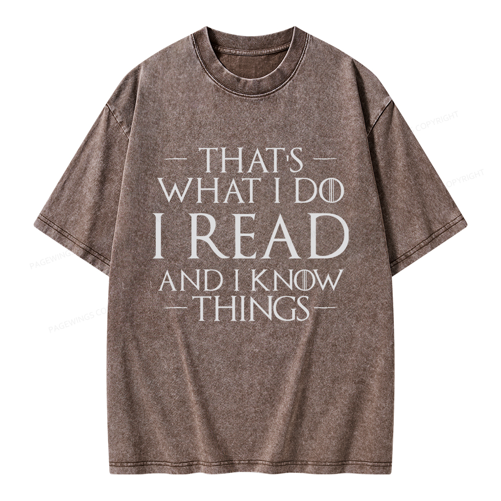 Pagewings I Read And I Know Things Unisex Washed T-shirt